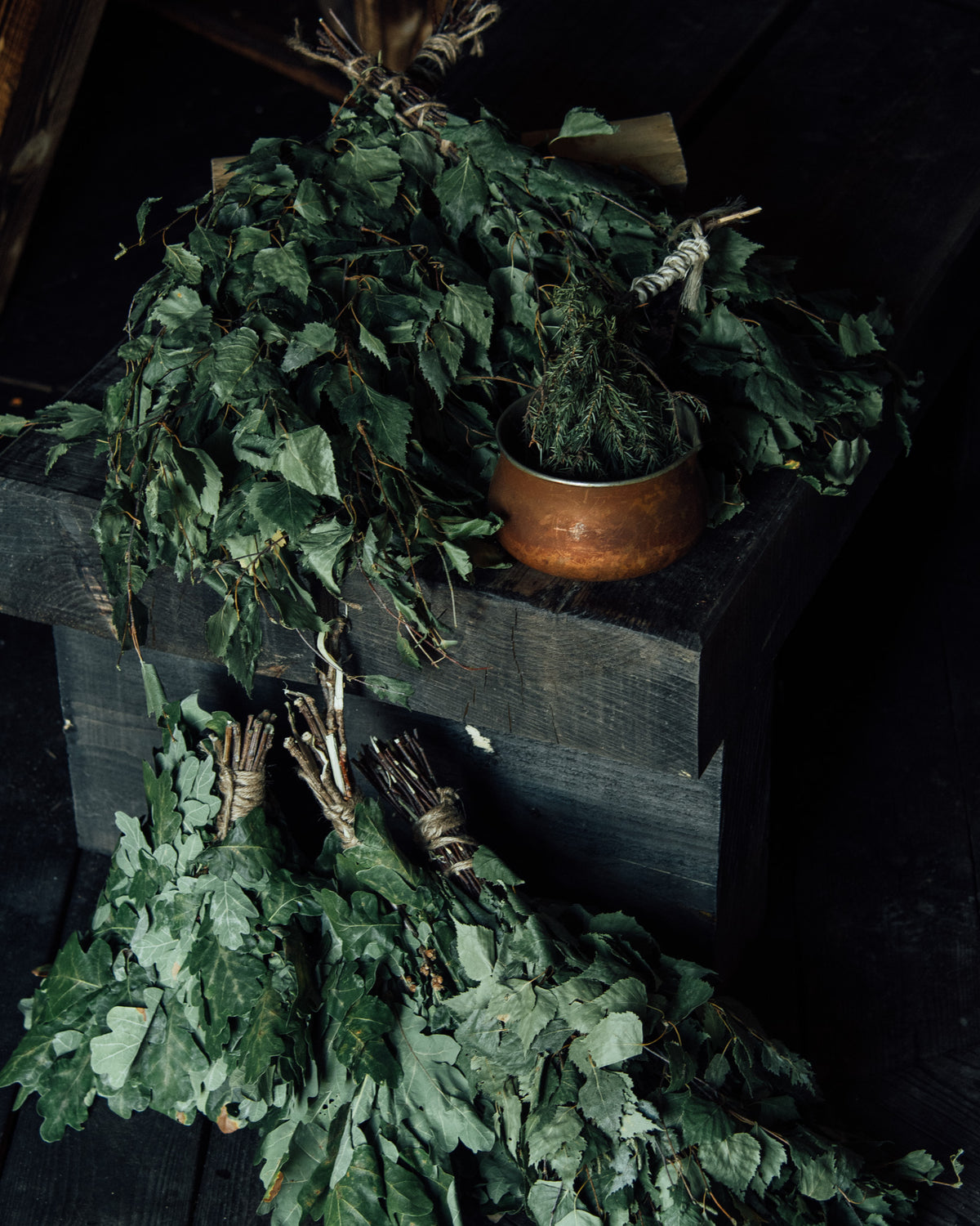 Traditional Finnish sauna ritual in a yurt sauna