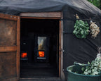 Traditional Finnish sauna ritual in a yurt sauna