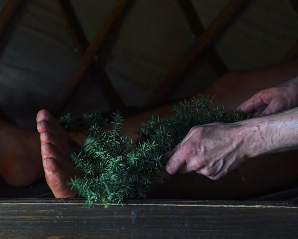 Traditional Finnish Sauna Ritual in a Yurt Sauna