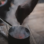 Traditional Finnish sauna ritual in a yurt sauna