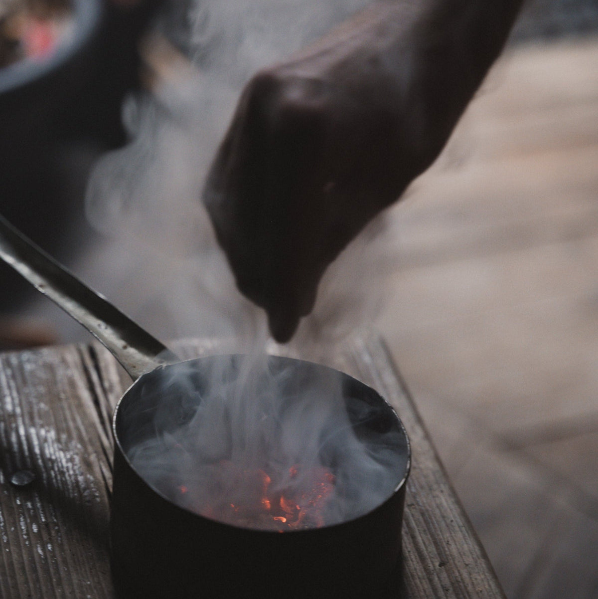 Traditional Finnish sauna ritual in a yurt sauna
